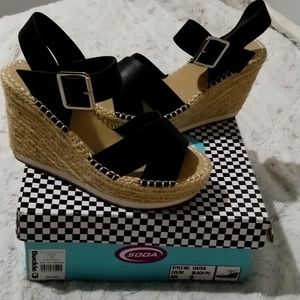 Soda black wedge sandals